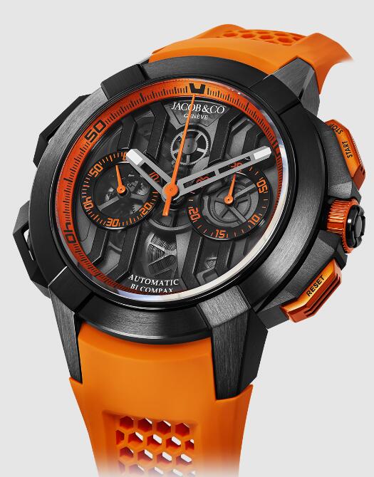 Jacob & Co. EPIC X CHRONO 44MM - BLACK TITANIUM - ORANGE INNER RING Watch Replica EC430.21.AB.AA.ABRUA Jacob and Co Watch Price